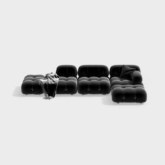 Sleek Streamlined Sofa 3D model