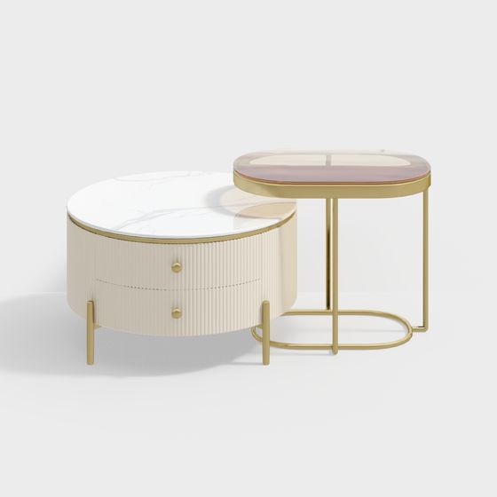 Elegant Marble and Metal Side Table 3D model