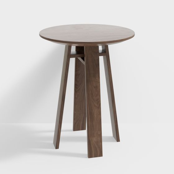 Wooden Round Table 3D model for Modern Design
