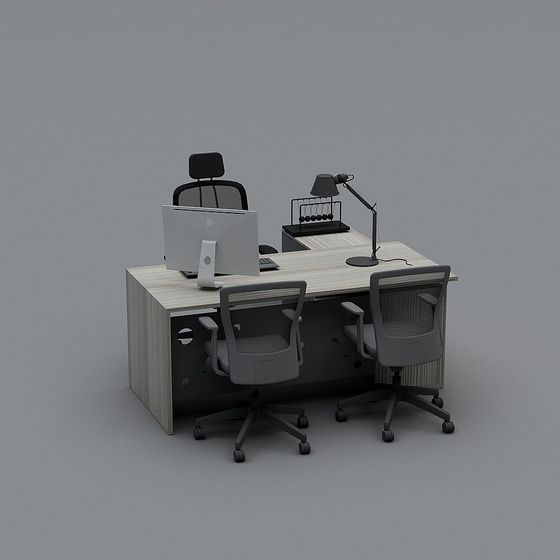 Modern Minimalist Office Desk and Chair 3D model