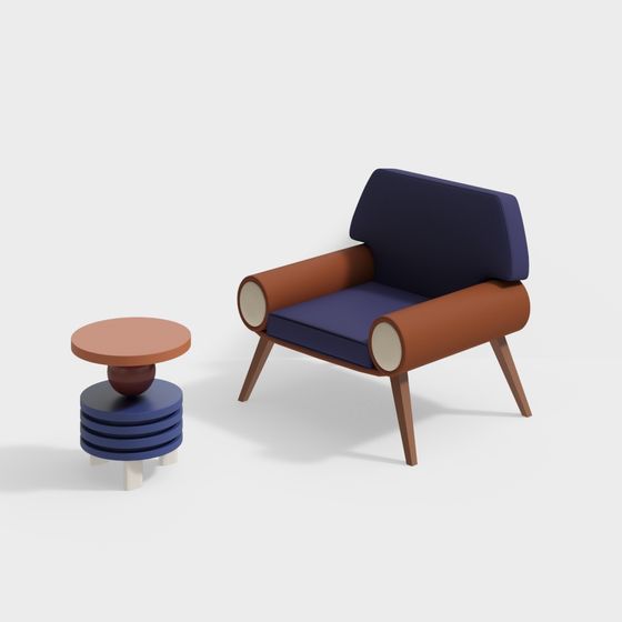 Mid-Century Modern Chair Set 3D model