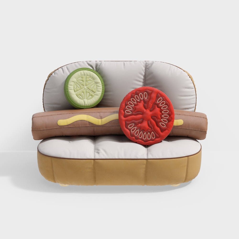 Unique Burger Couch 3D Model – Low-Poly Food Furniture
