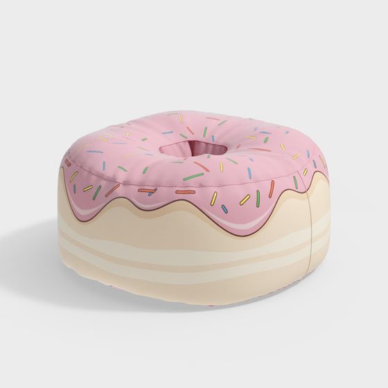Delightful Donut-Shaped Cushion 3D model
