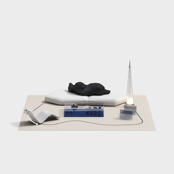 Minimalist Living Room 3D model for Contemporary Spaces