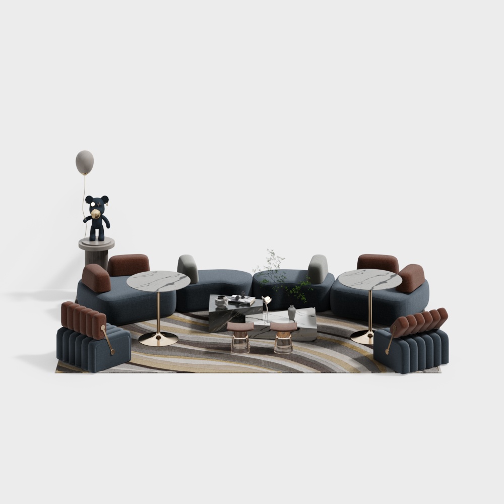 モダンブースソファコーヒーテーブルセット