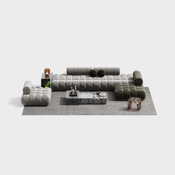 Stylish Low-Poly Sofa 3D model for Modern Interiors