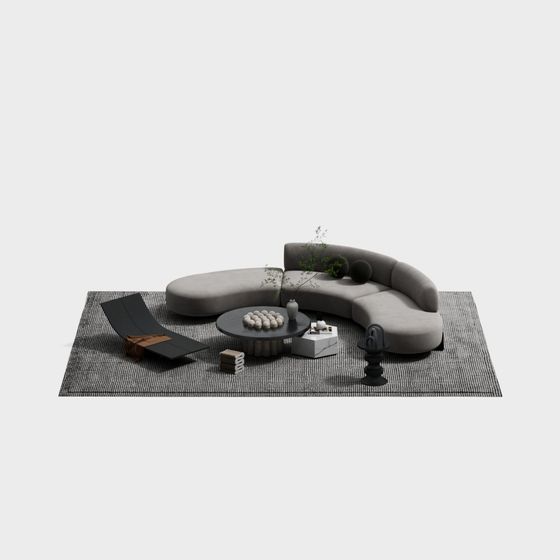Curved Path Sofa 3D Model for Modern Spaces