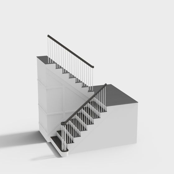 Sleek Low-Polygon Modern Staircase 3D model