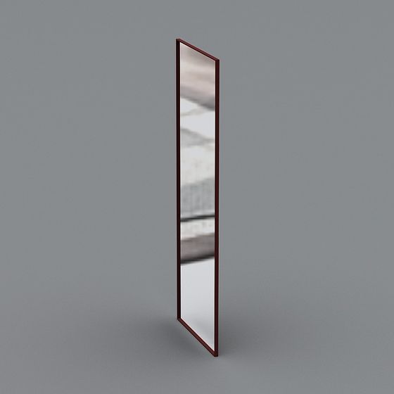 Elegant Mirror 3D model with Red Metal Frame for Modern Designs