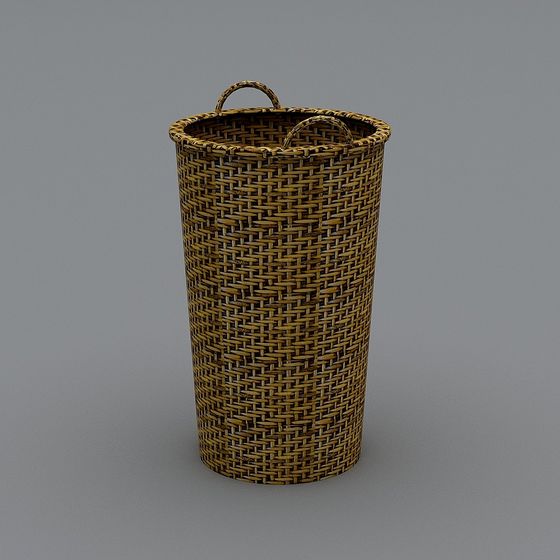 Vintage Woven Basket 3D model with Low Poly Design