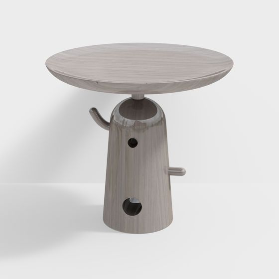 Elegant Low-Poly Wooden Round Table 3D Model