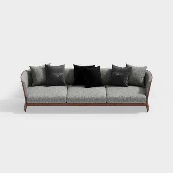 Elegant Gray Sofa 3D model for Modern Interiors