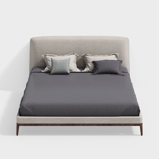 Elegant Low-Poly Bed 3D model for Modern Interiors
