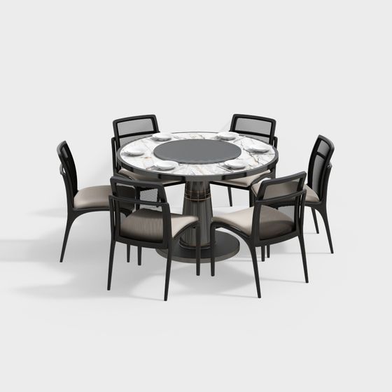 Stylish 3D Dining Table and Chair Set Model for Modern Spaces