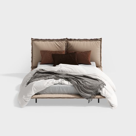 Elegant Low-Poly Bed 3D model for Modern Interiors