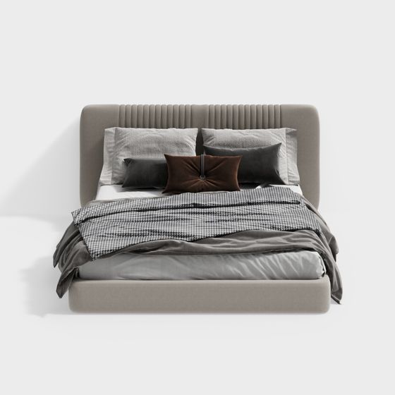 Stylish Low-Poly Bed 3D model for Contemporary Spaces