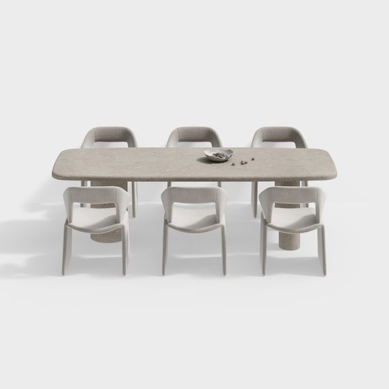 Modern Minimalist Dining Table and Chair Set 3D model