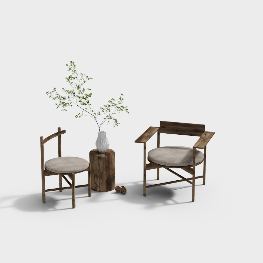 Set di Sedia e Tavolo Wabi-Sabi