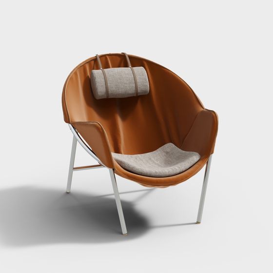 Elegant Curved Armchair 3D model for Modern Interiors
