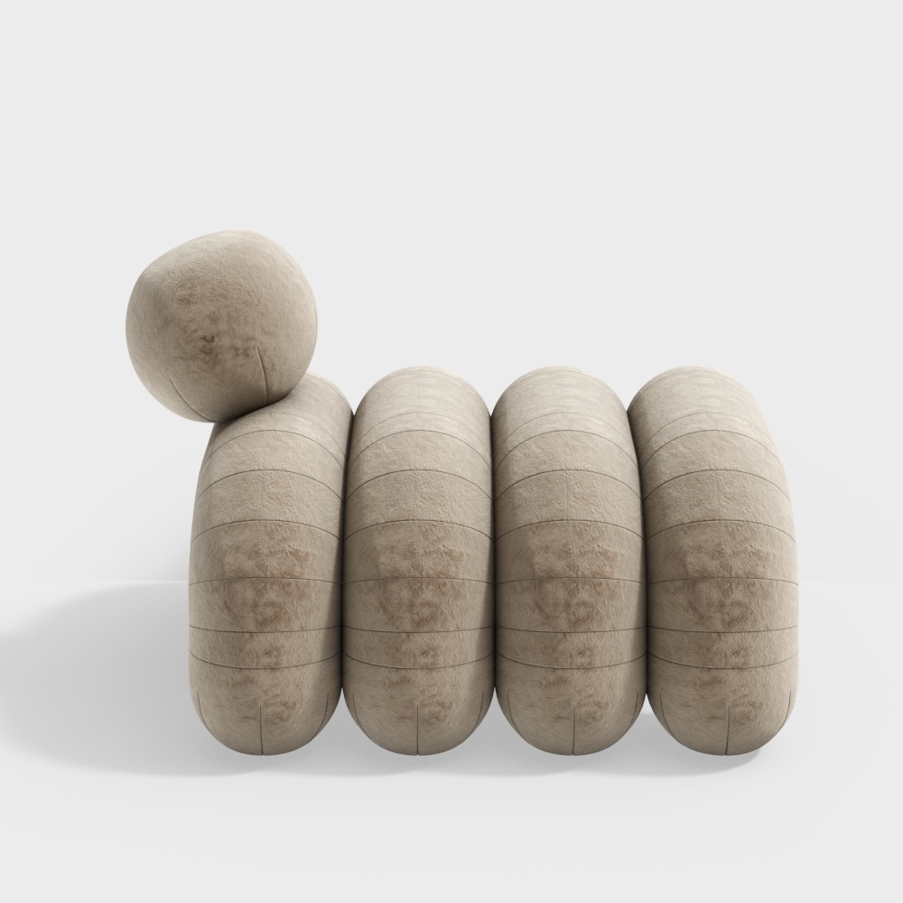 Sculpted Comfort 3D Model – Beige Plush Design