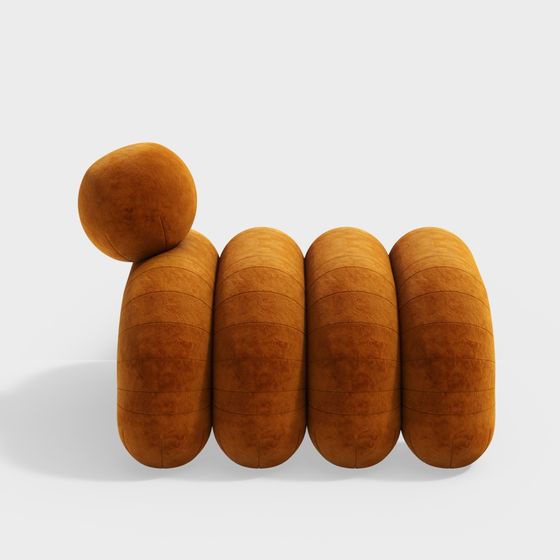 Low-Poly Warm Caramel Armchair 3D model