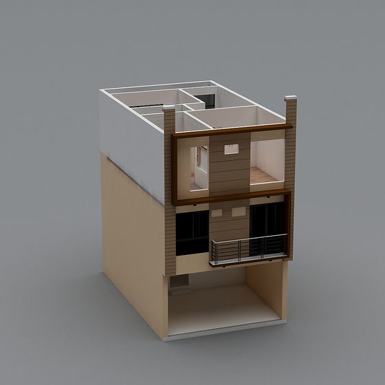 Urban Cottage Low Polygon 3D Model