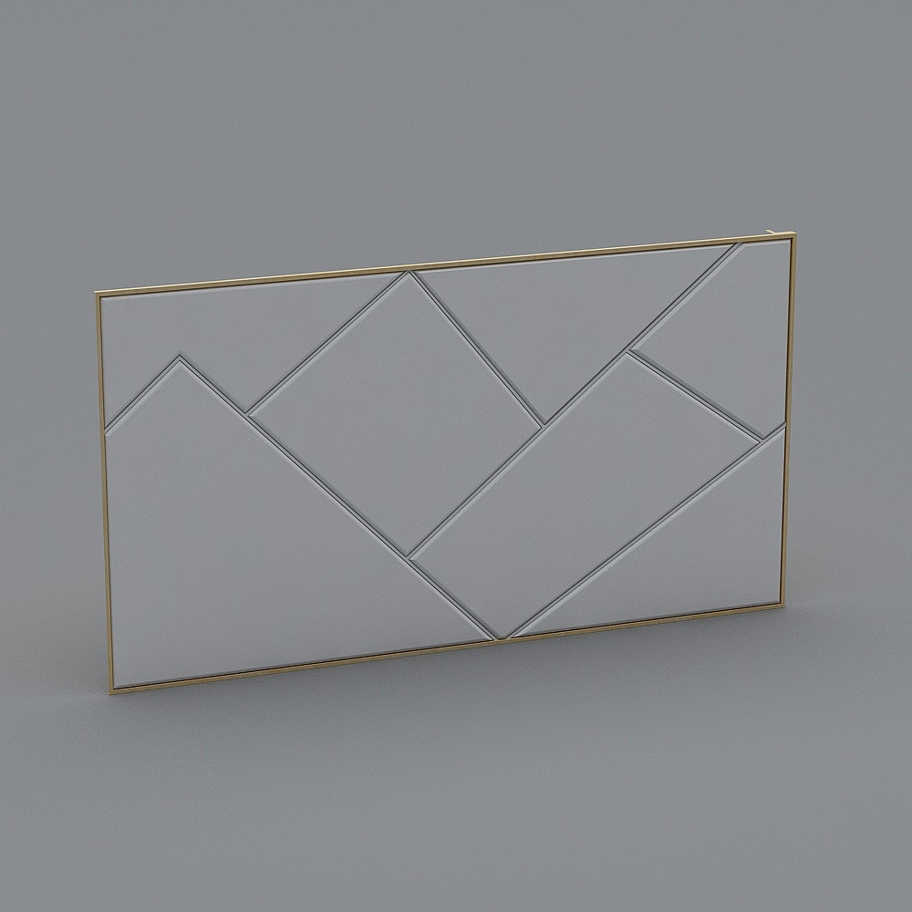 Elegant Gray 3D Model with Gold Accents