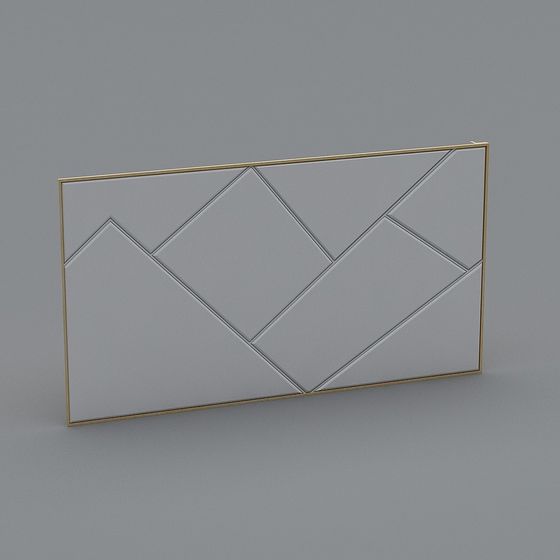 Elegant Gray 3D Model with Gold Accents