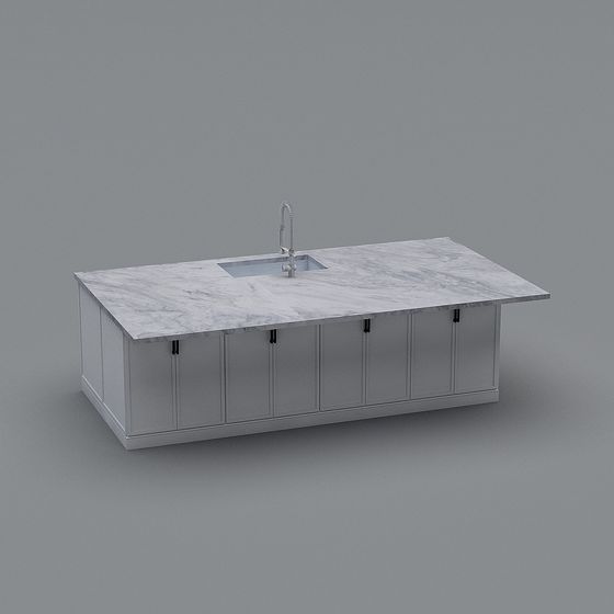 Sleek Stainless Steel Kitchen Island 3D model