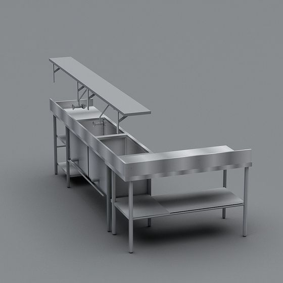Stylish Stainless Steel Sink 3D model