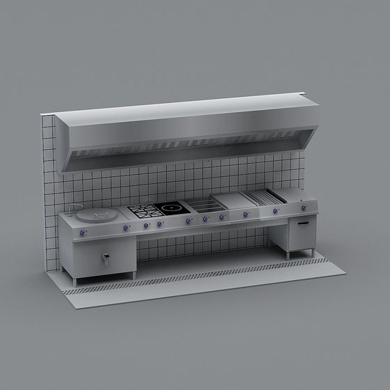 Stylish Low-Poly Kitchen Island 3D model