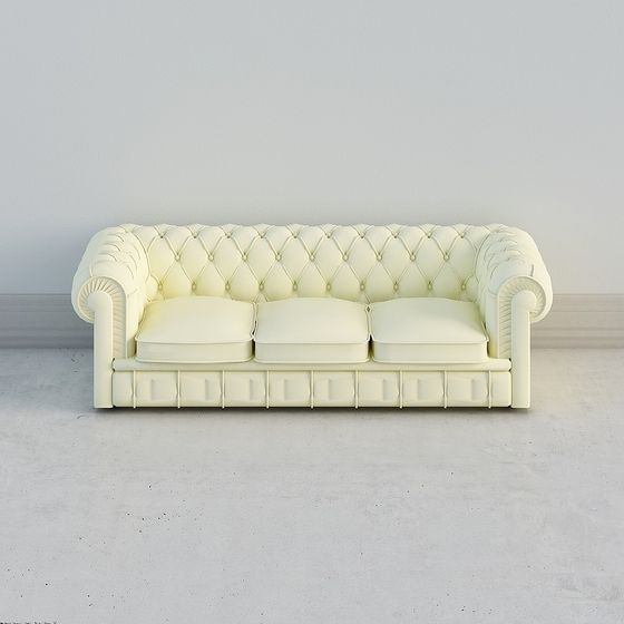 Elegant Low-Polygon Sofa 3D model for Classic Spaces