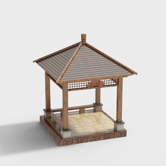 Traditional Zen Pavilion 3D model for Serene Spaces