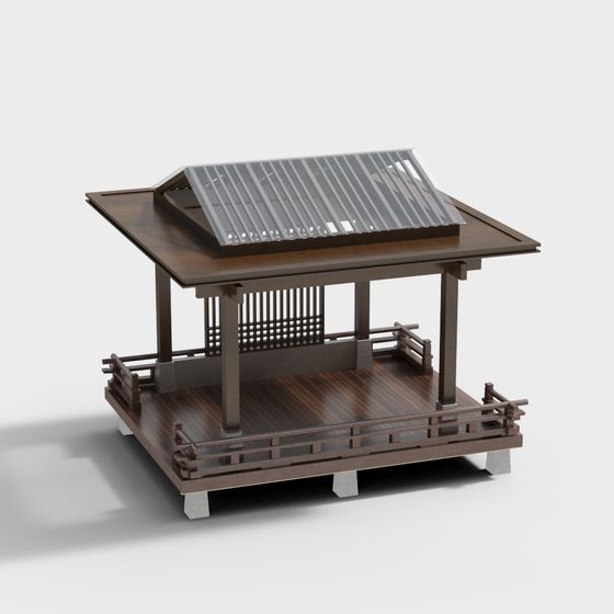 Japanese Pavilion 3D model with Unique Low-Polygon Design