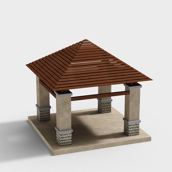 Elegant Low-Polygon Pavilion 3D model for Creative Projects