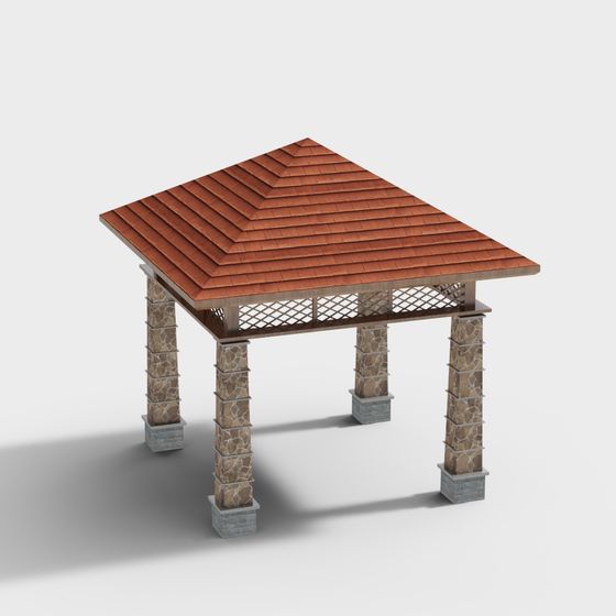 Elegant Low-Poly Pavilion 3D Model for Creative Projects