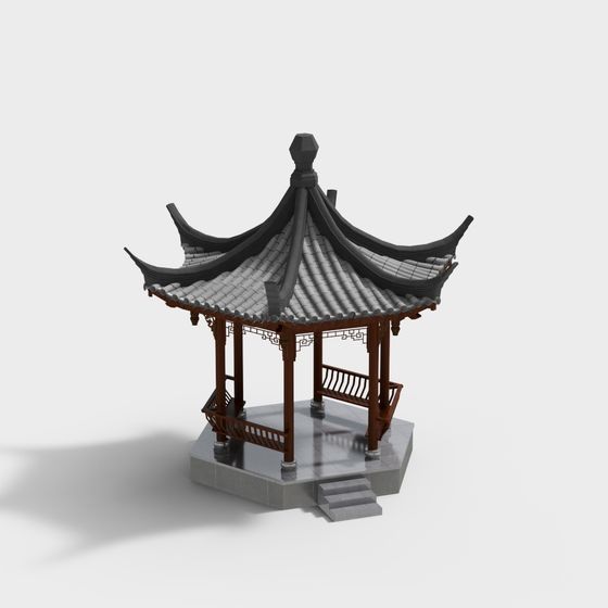 Elegant Chinese Pavilion 3D model for Creative Projects