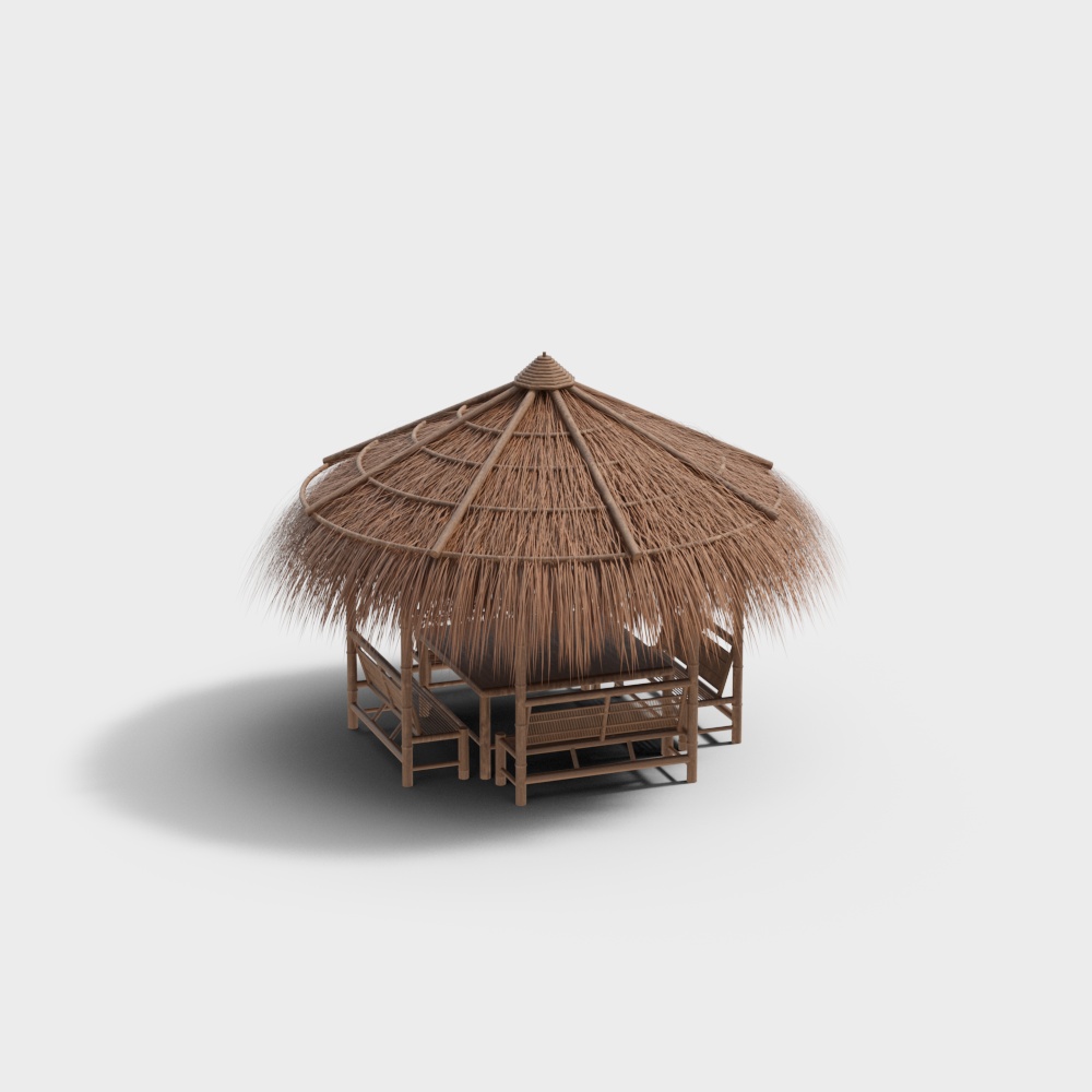 Tropical Thatched Roof House 3D model