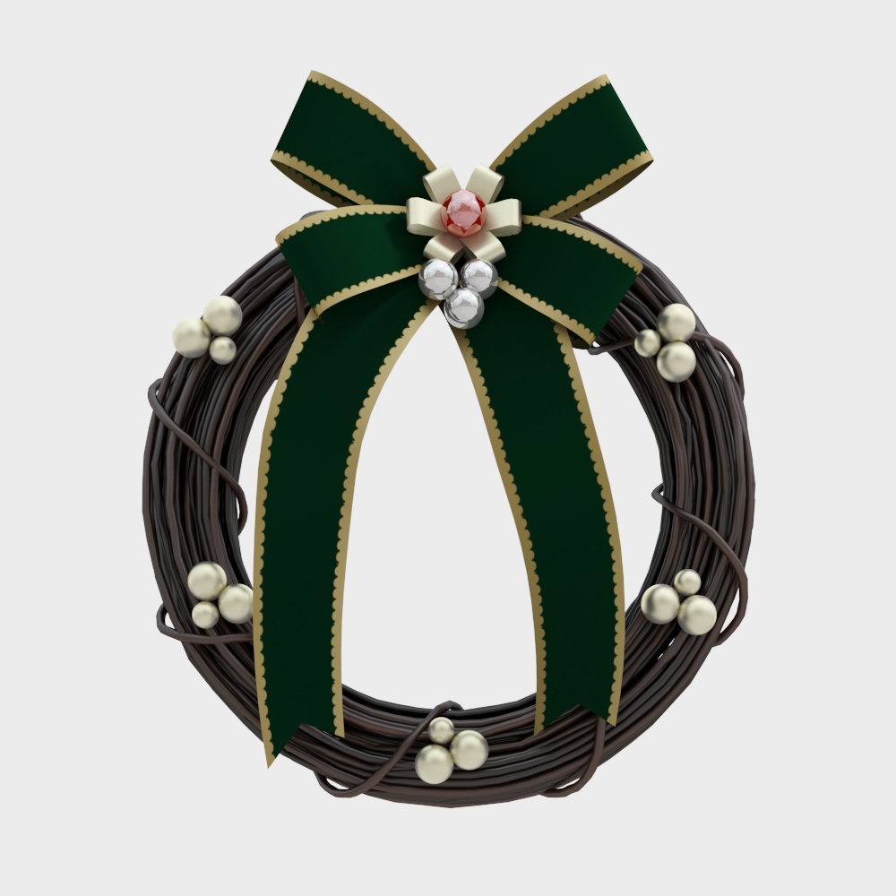 Elegant Christmas Wreath 3D Model – Festive Low-Poly Decor
