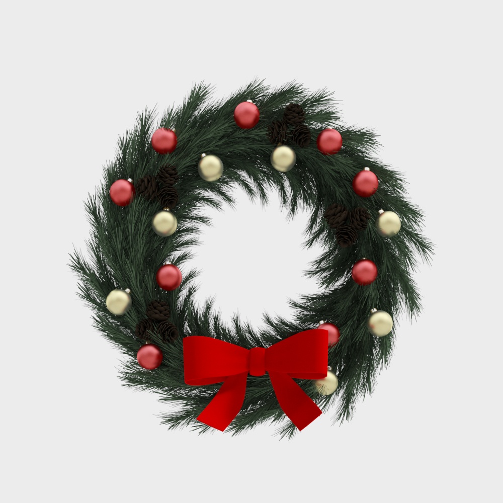 Festive Wreath 3D Model – Holiday Low-Poly Decor