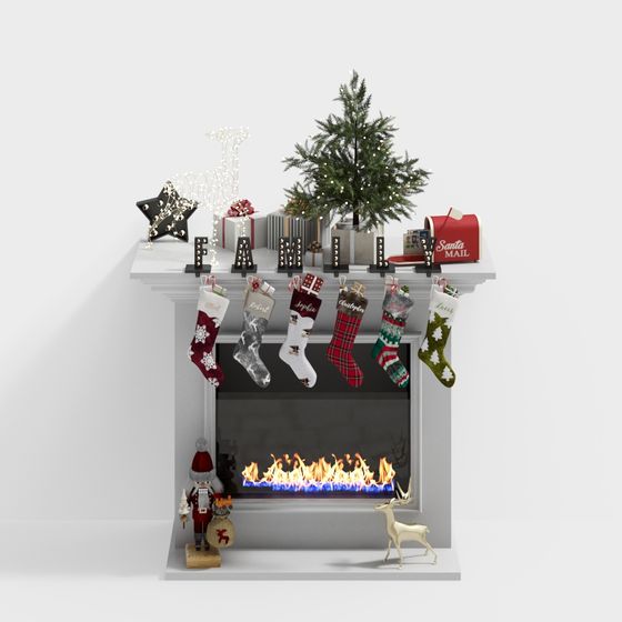 Enchanting Christmas Fireplace 3D model