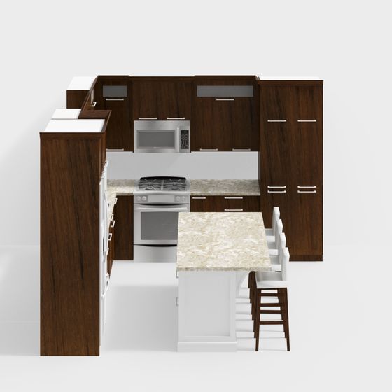 Contemporary Low-Poly High-Detail Kitchen 3D model