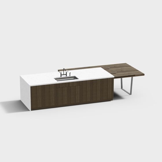 Modern Minimalist Kitchen Island 3D model