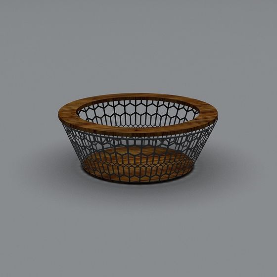 Low-Poly Honeycomb Wooden Basket 3D model