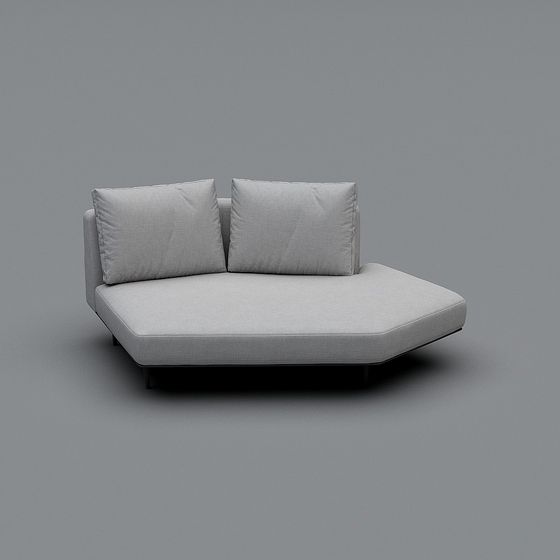 Modern Minimalist Gray Sofa 3D model