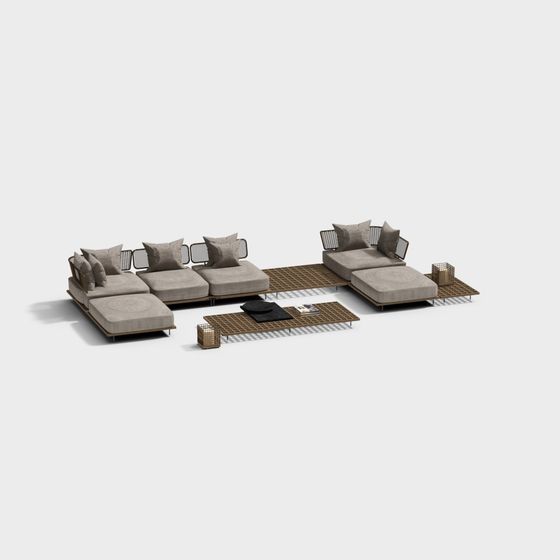 Contemporary Low-Polygon Sofa Set 3D model