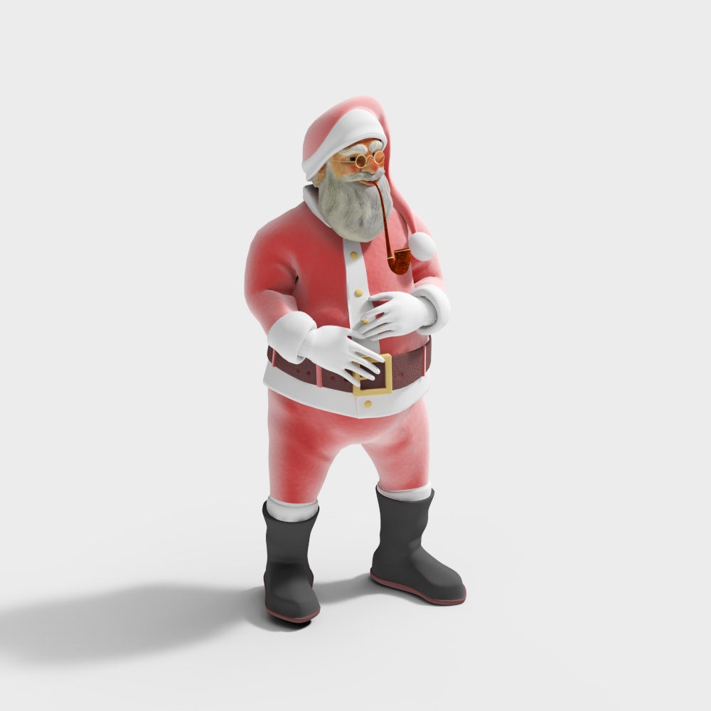Low-Poly Santa Claus 3D Model – Festive Cartoon Style