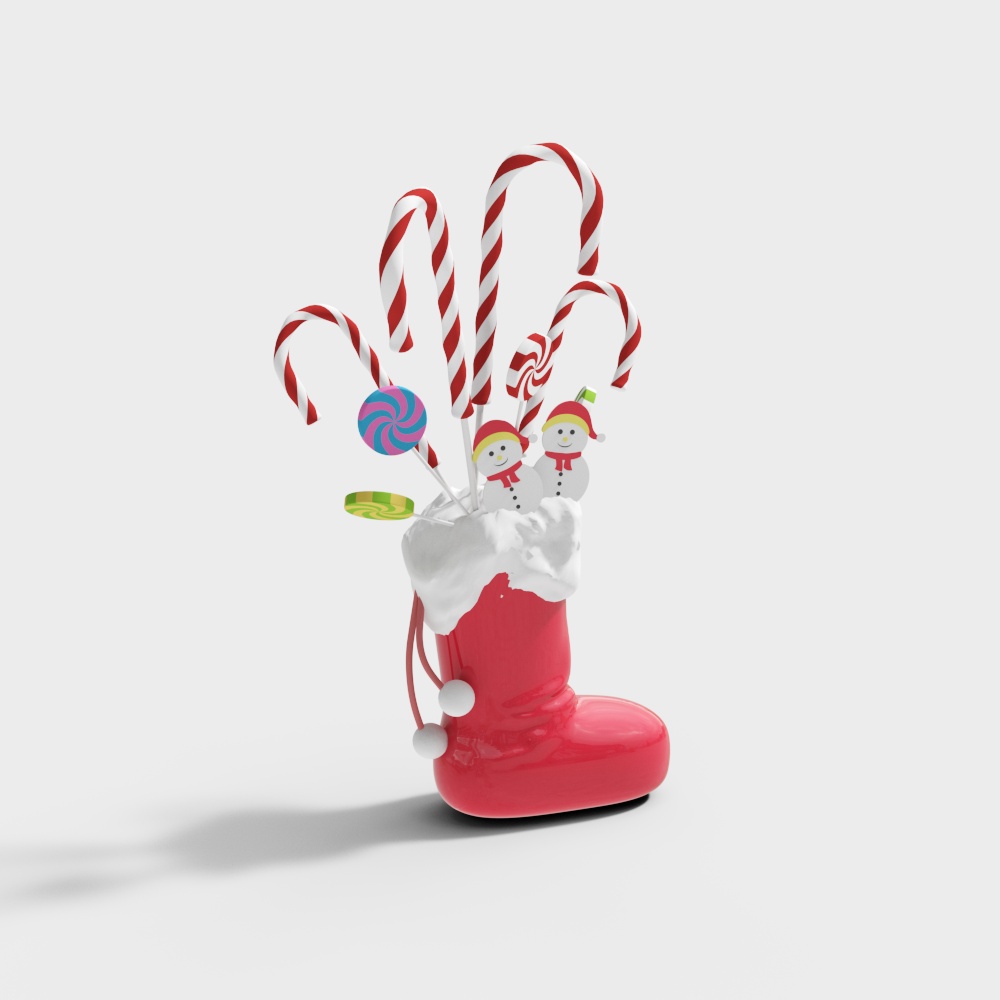 Christmas Stocking Candy 3D Model – Festive Low-Poly Design