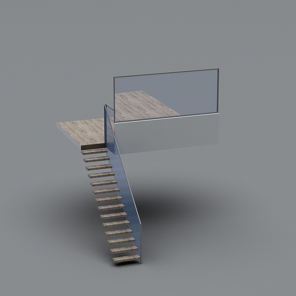 Sleek Low-Polygon Floating Staircase 3D model