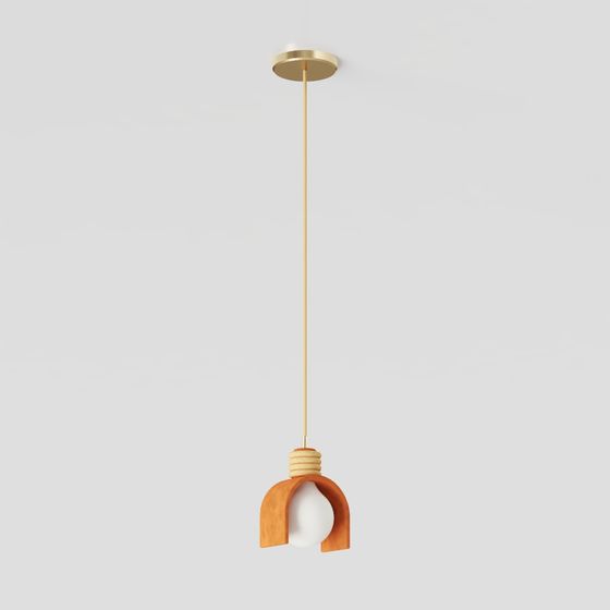 Elegant Low-Poly Wooden Pendant Light 3D model